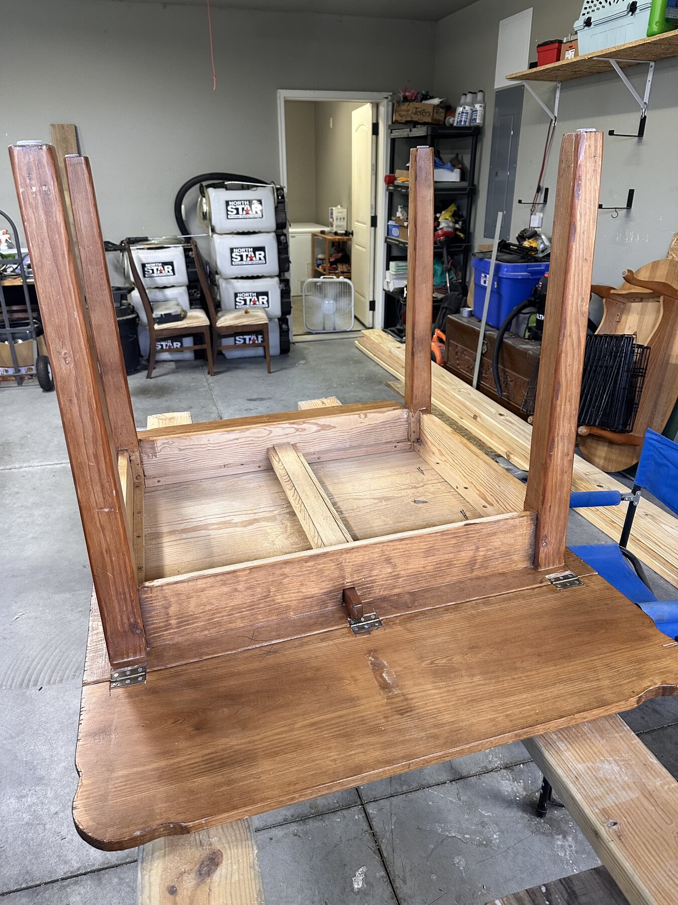 Closer overall view showing the table base still firmly bonded to the tabletop