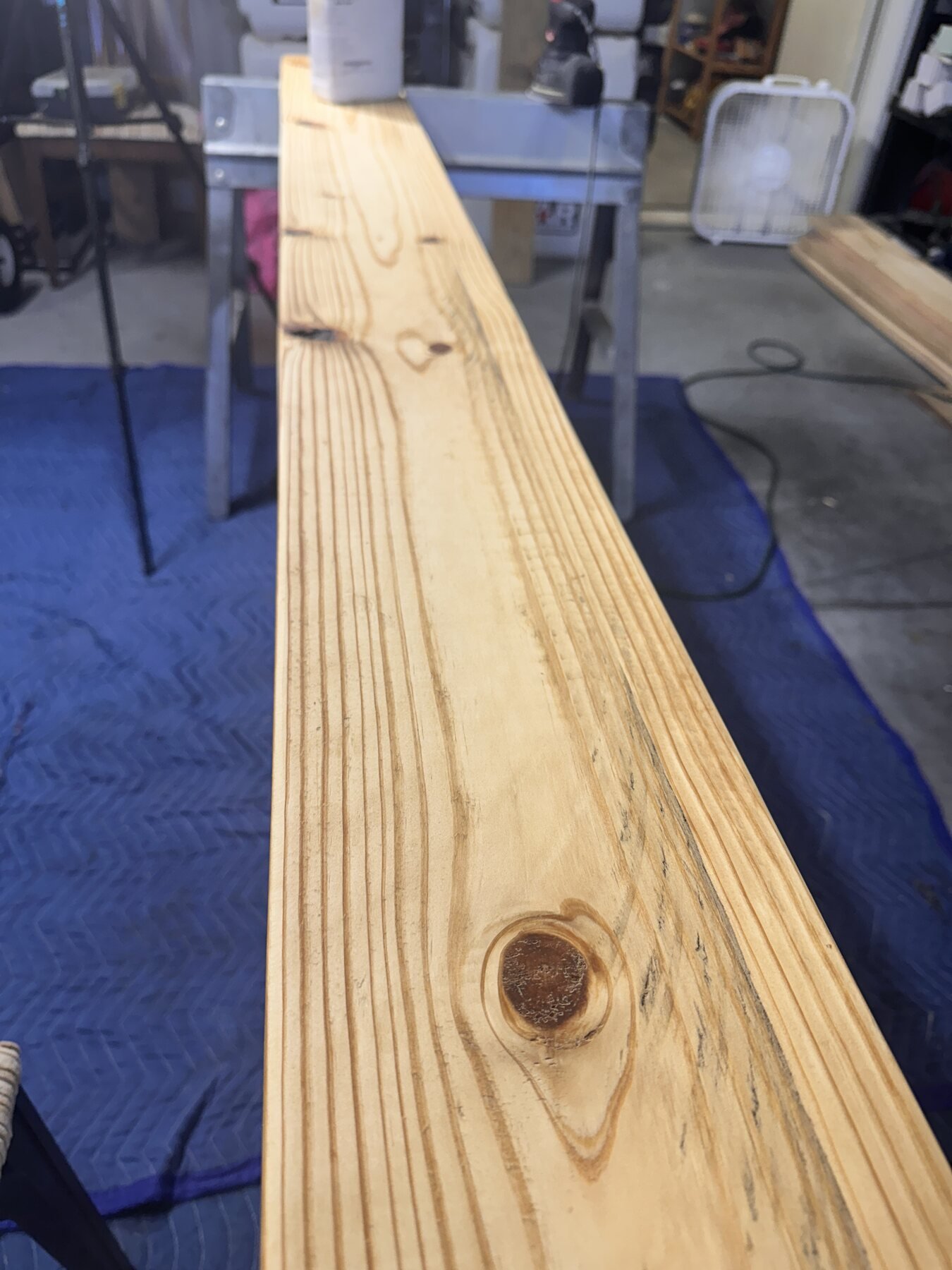 Long close view of pine grain after darker finish