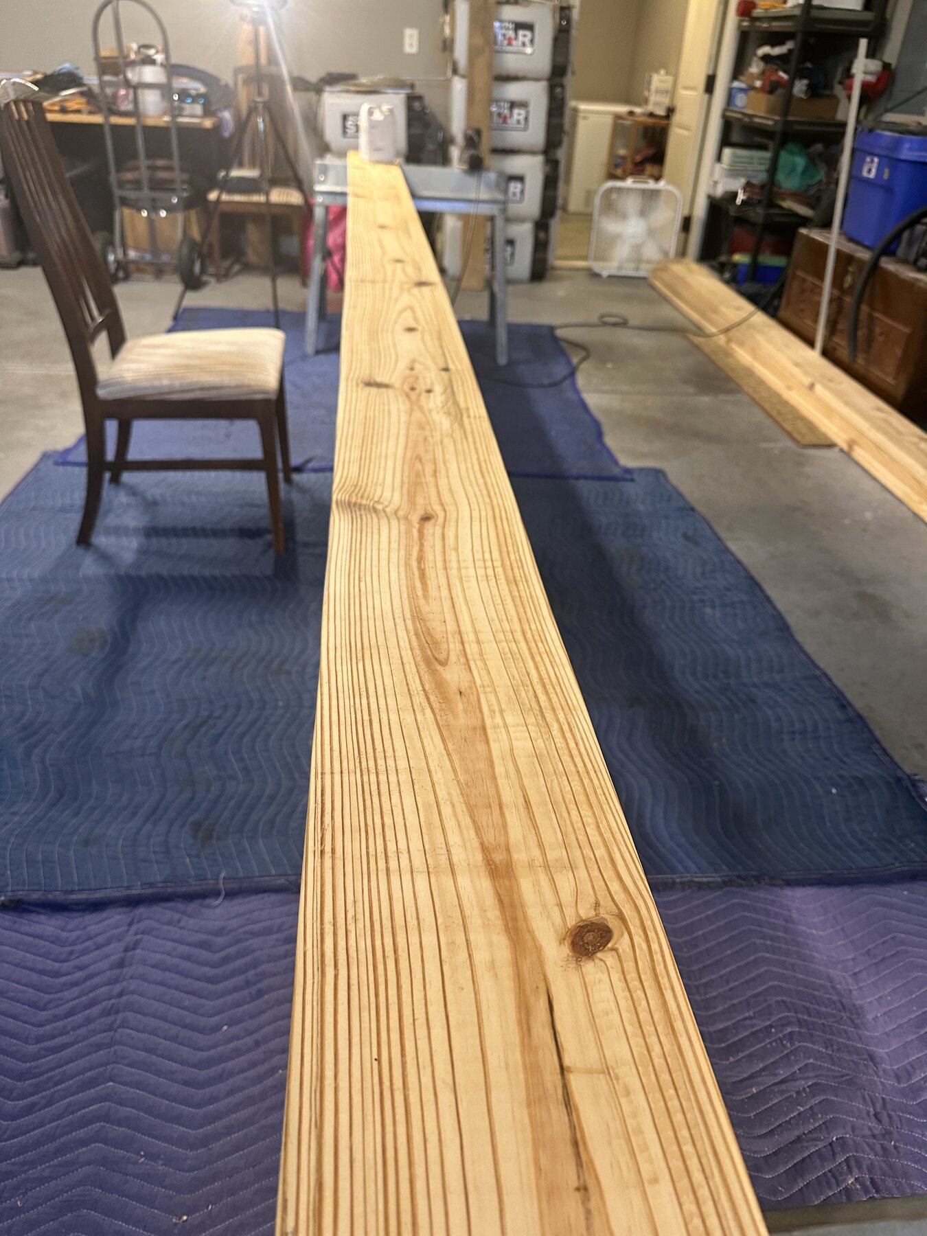 Full length pine board after Dark Half finish