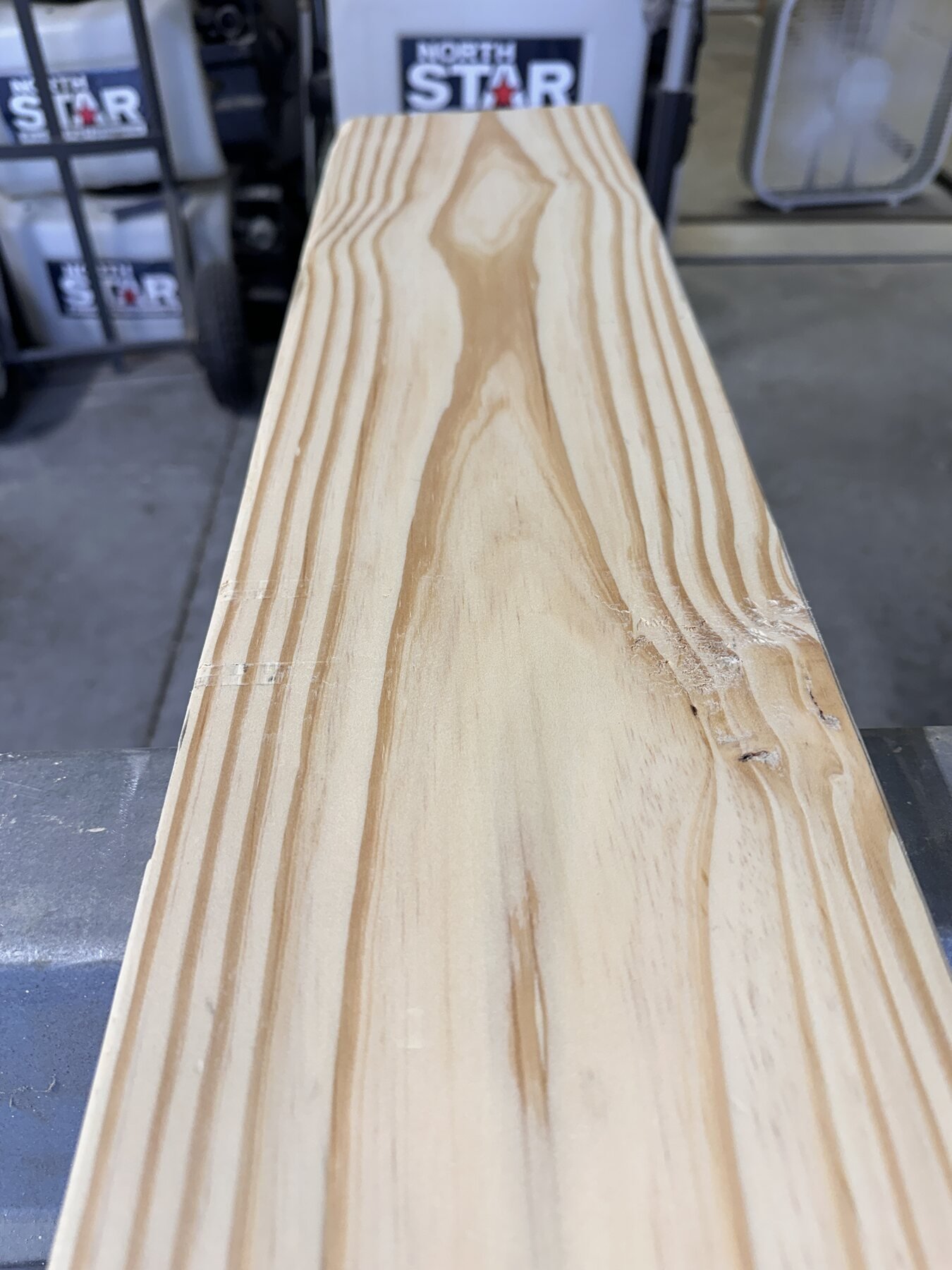 Long view down Board Two after pre-stain conditioner and before stain