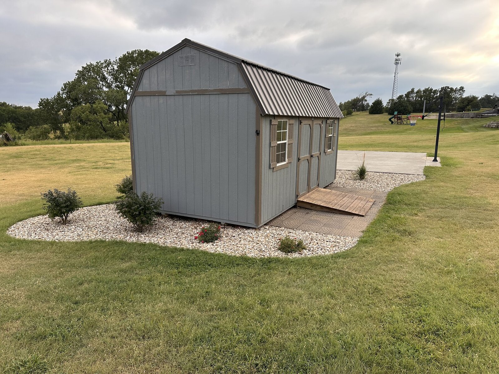 Wide front view of the shed garden after the July 23 rain